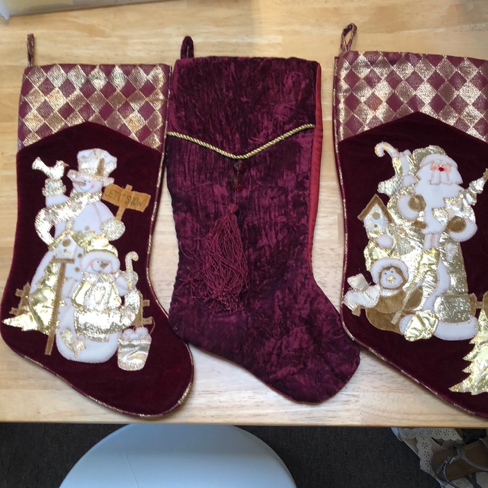 Maroon Christmas stockings